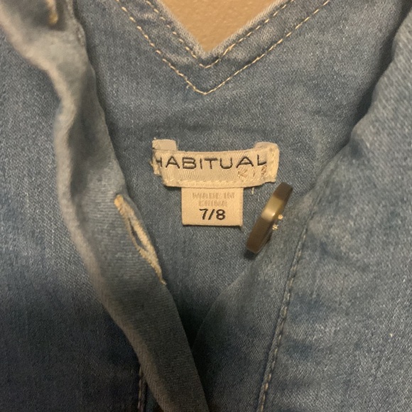 Habitual Girls denim overall jumpsuit with pockets.  Size 7/8 - Picture 4 of 4